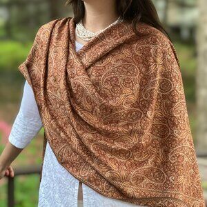 Limited Edition Hand Embroidered Paisley Wool Shawl